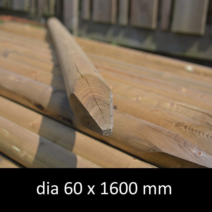 Rondhout gefreesd 60x1600mm gepunt